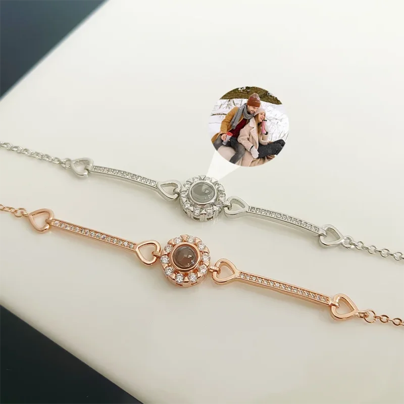 DHQH Wholesale Customized Photo Heart Sunflower Projection Bracelet Personalized Photo Projection Bracelet Commemorative Gift