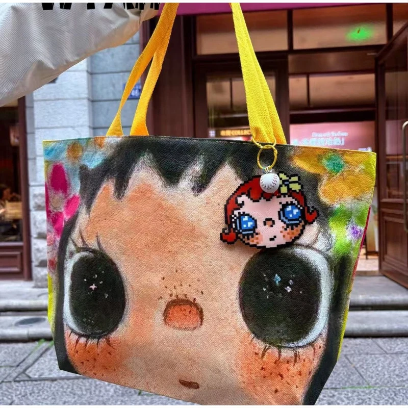 Star Eyes Cartoon Girl Print Umhängetasche, Damen-Einkaufstasche aus PVC mit großem Fassungsvermögen, leichte Einkaufstasche, Einkaufstasche für den Arbeitsweg – Detail 3