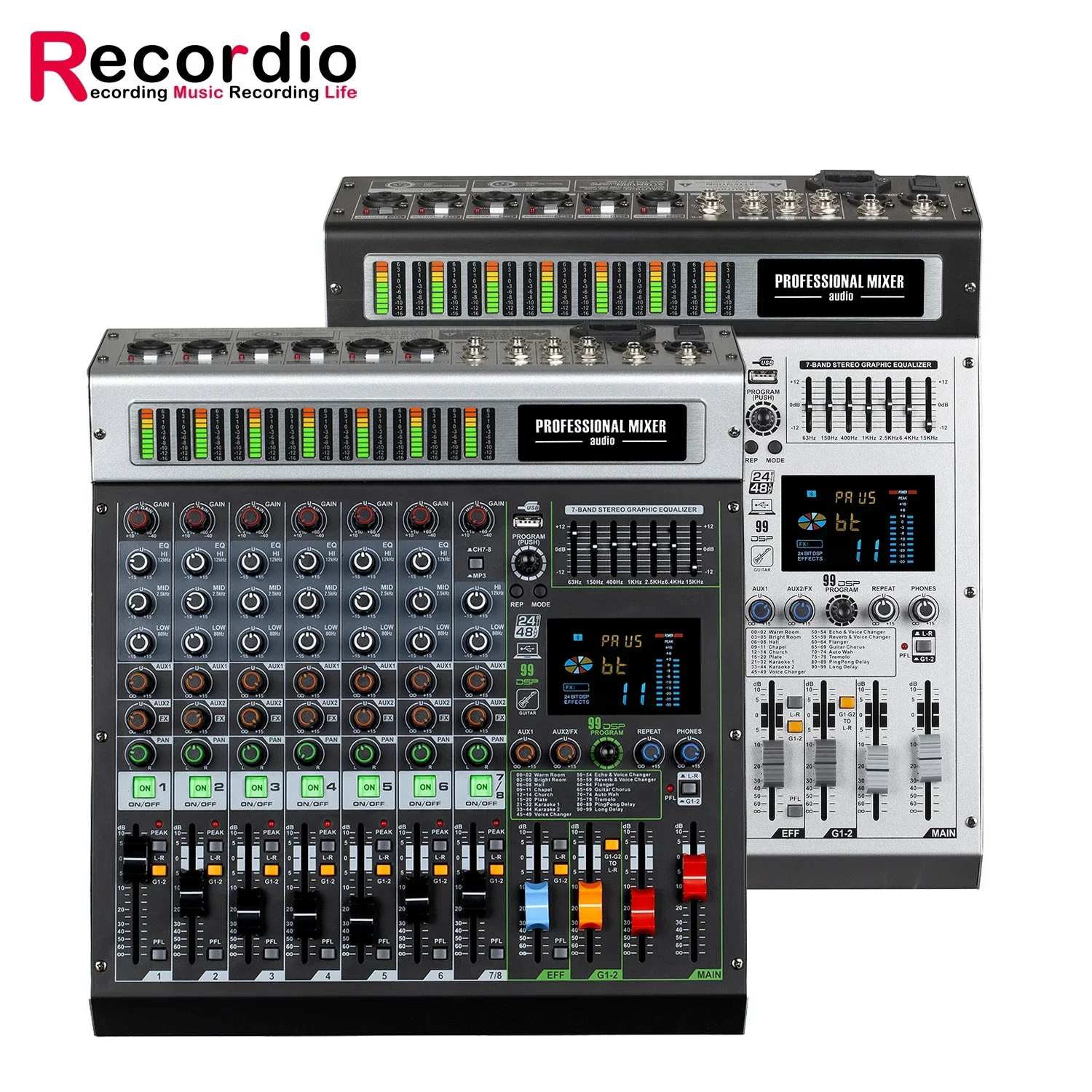 GAX-MK8 Professional Mixer Sound Mixer Processor 2 Groups 99DSP 8 Channels