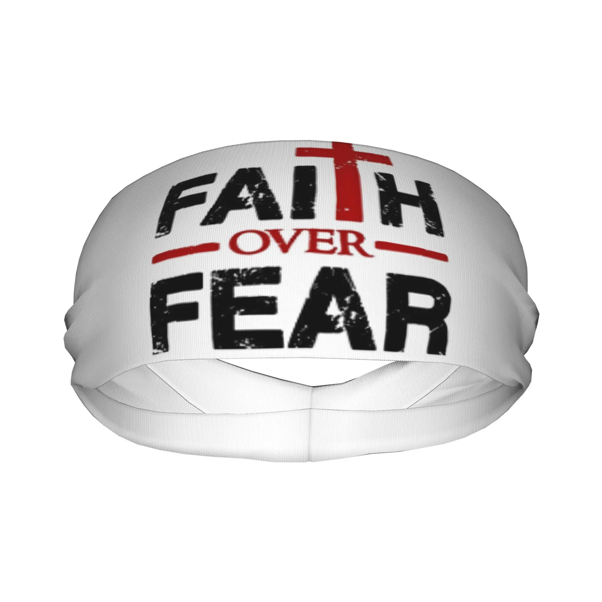 

Повязка на голову с христианской тематикой «Вера над страхом», впитывающая пот, спортивная повязка для волос для бега, йоги, фитнеса, эластичная, нескользящая, религиозная.