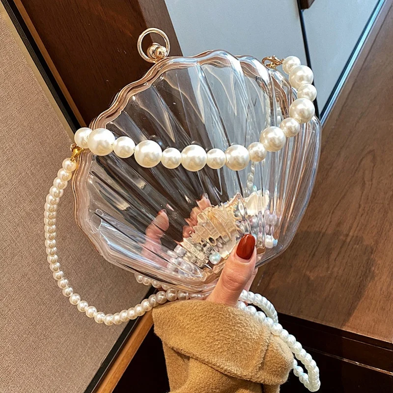 

Clear Acrylic Shell Shaped Bag, Trendy Chain Crossbody Bag, Women's Niche Design Novelty Purse
