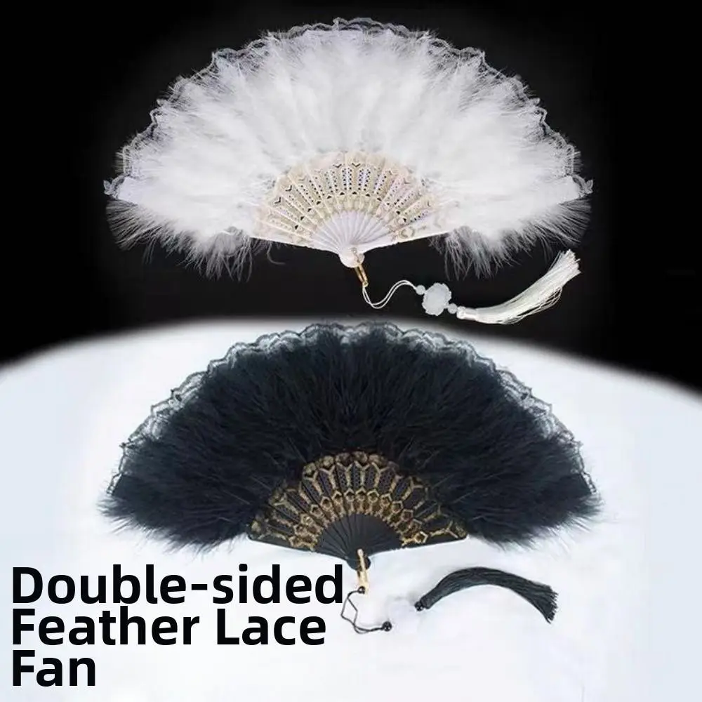 

Chinese Ancient Style Foldable Cheongsam Hand Fan Vintage Retro Classical 9 Colors Fur Women's Fashion Show Fan