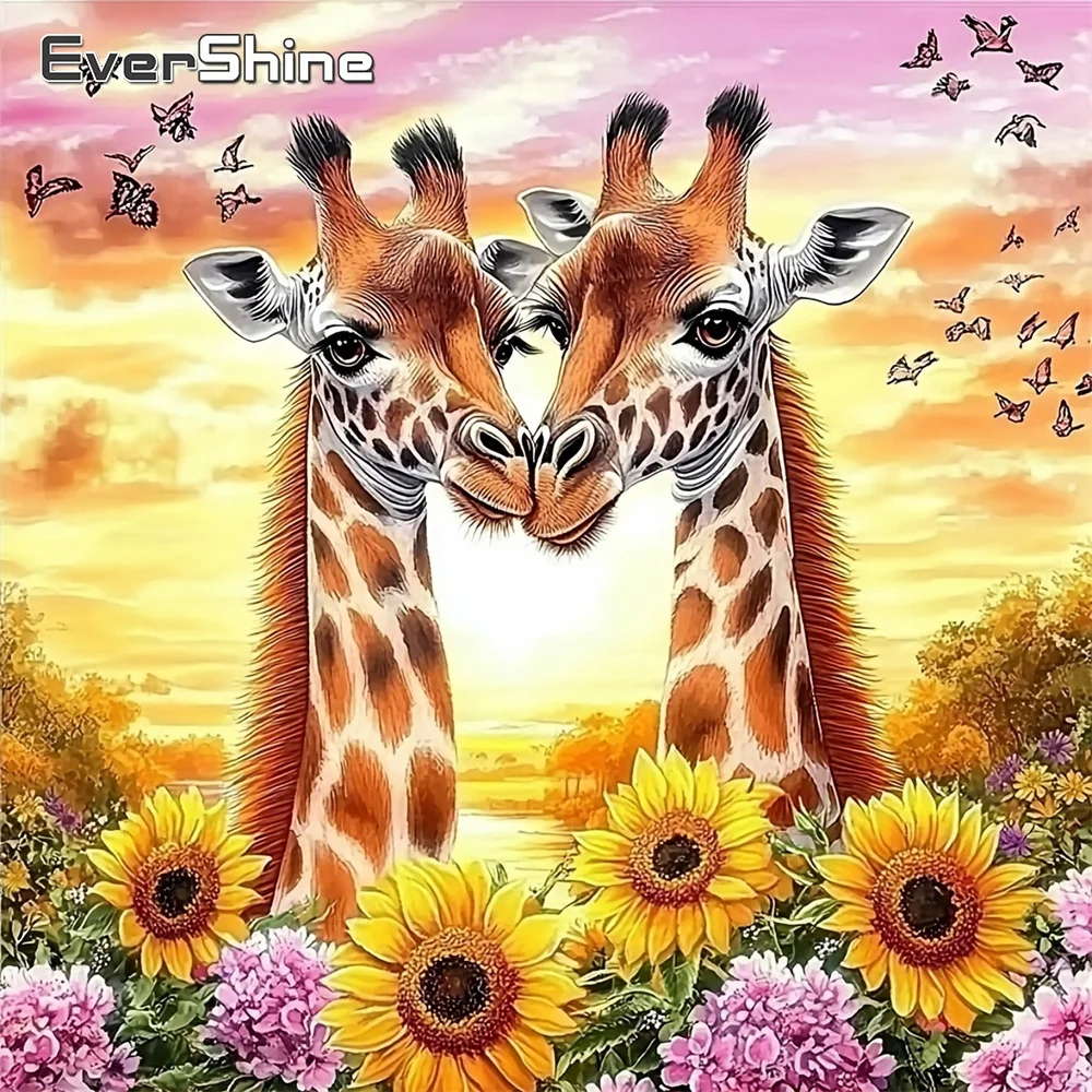EverShine Diamant-Mosaik Tier 5D Vollbohr-Gemälde Giraffe Bild Strass Diamant-Stickerei Sonnenblume Wanddekoration