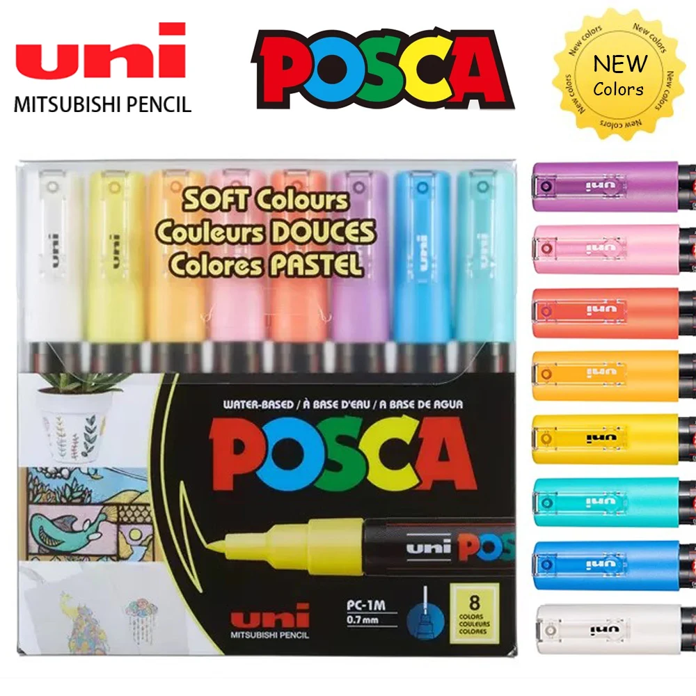 

8pcs UNI POSCA Marker Pen Set for Animation Special Pop Poster Advertising Pen Graffiti Painting PC-1M Art Supplies Stationery