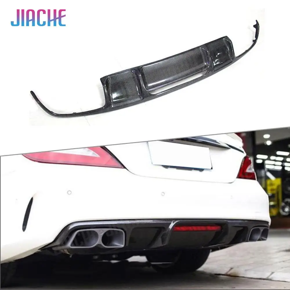 Carbon Fiber Rear Lip Diffuser For Benz CLS Class W218 CLS300 CLS350 AMG Sport 2012-2017 FRP Car Fins Shark Style Bumper Plate