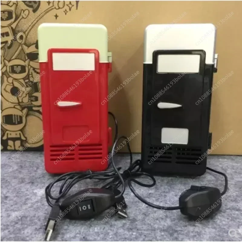 Mini USB Fridge Cooler Beverage Drink Cans Cooler/Warmer Refrigerator for Laptop PC Computer Black Red