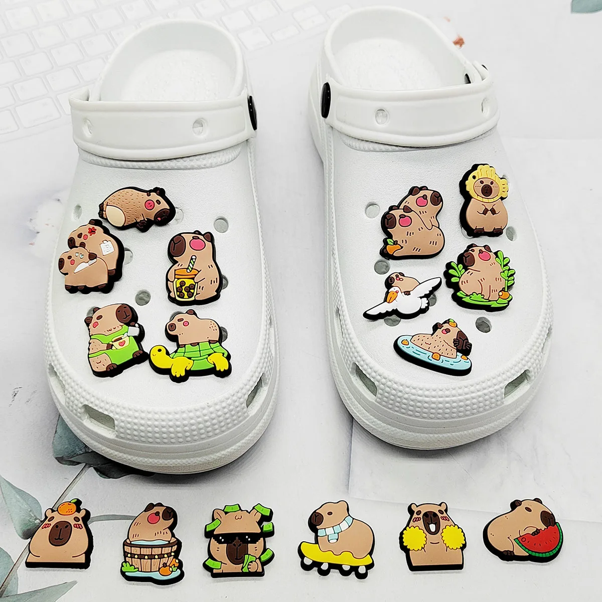 Hot Sale PVC Cute Capybara Shoe Charms for Crocs Accessories Pin DIY Clogs Decorate Kids Adult Party Gifts