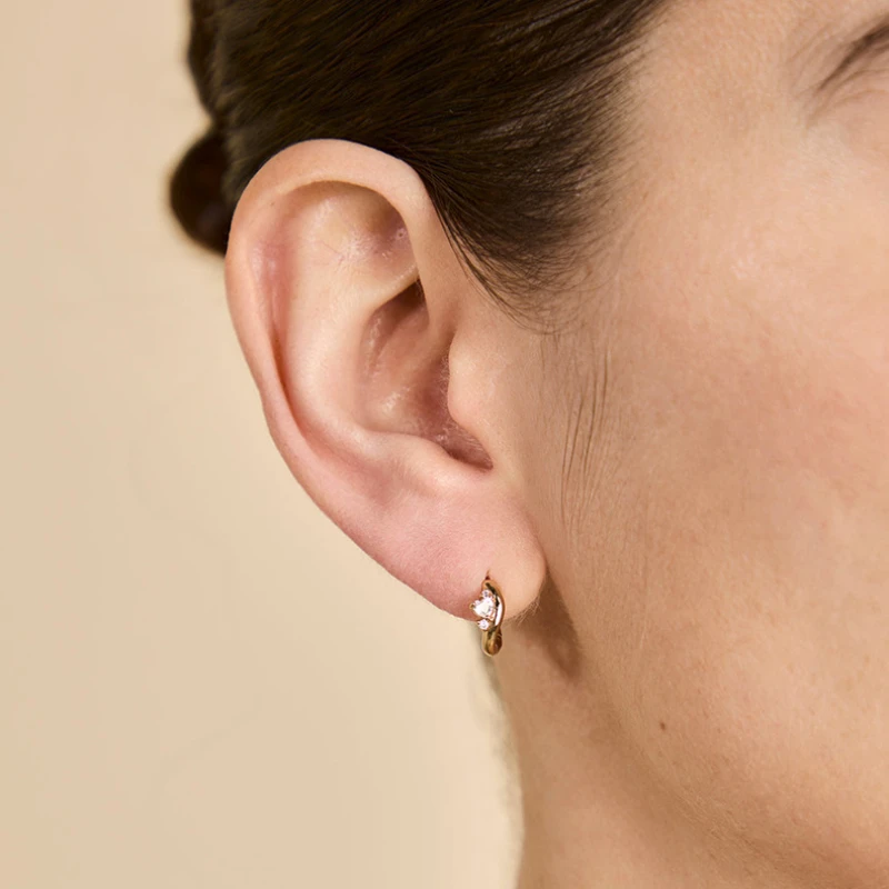 S925 Sterling Silver Heart Zircon Earrings for Women - Irregular INS-Style, Unique Design, Premium Huggie Earrings, Jewelry Gift