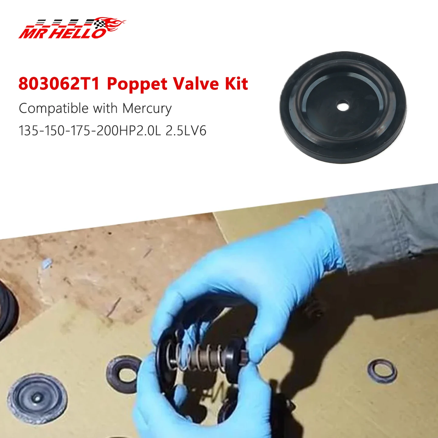 Schotelklepset 803062T1 voor Mercury 135-200pk 2.0L 2.5L V6, compatibel met Magnum II Magnum III XR4 XR6 V135 V150 V175 V200