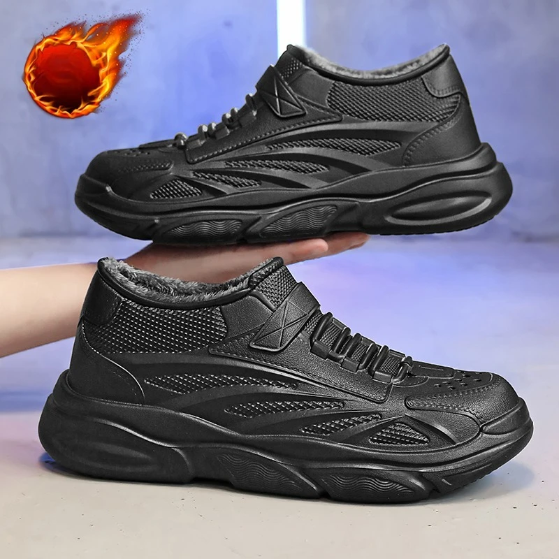 

Водонепроницаемые мужские зимние ботинки на флисовой подкладке, теплая противоскользящая уличная носимая обувь из ЭВА, непромокаемые сапоги, модная хлопковая обувь для ленивых