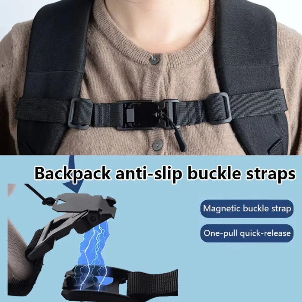 Magnetic Buckle Backpack Chest Pack Strap Adjustable Length Easy Detachable Adjustable Shoulder Strap Versatile Durable
