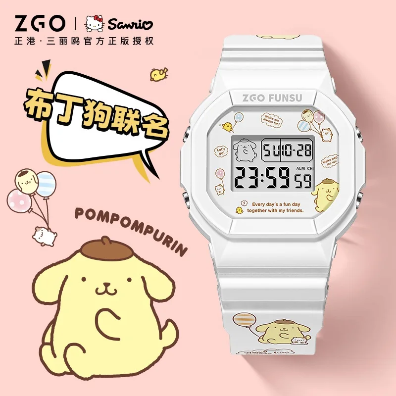 Zgo X Sanrio pompopurin jam tangan Baji Perempuan kids Boys Girls electronic watch waterproof original multifunction 8611