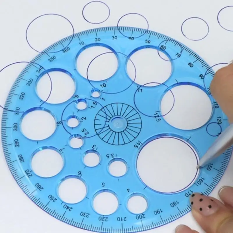J78B 5 PCS 360 Degre Circle Protrector Mathematics Protractor Circle Stencils