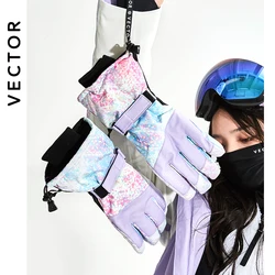 Manoplas Extra gruesas 2 en 1 para hombre y mujer, guantes de esquí, Snowboard, nieve, deportes de invierno, cálidos, impermeables, a prueba de viento, esquí, piel sintética, Plam