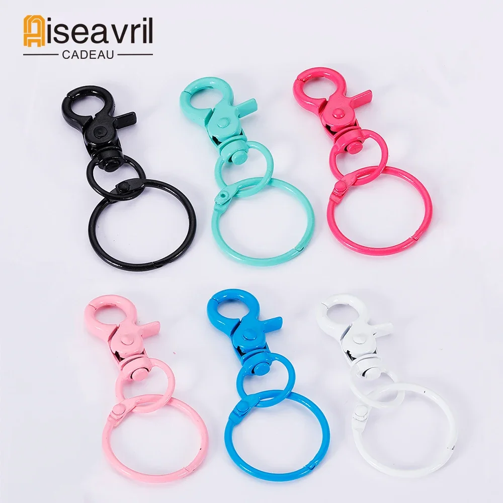 20pc 70mm Metal Snap Hook Trigger Lobster Clasps Clips Spring Gate Leather Craft Leash Bag Strap Webbing Keychain Hook with Ring