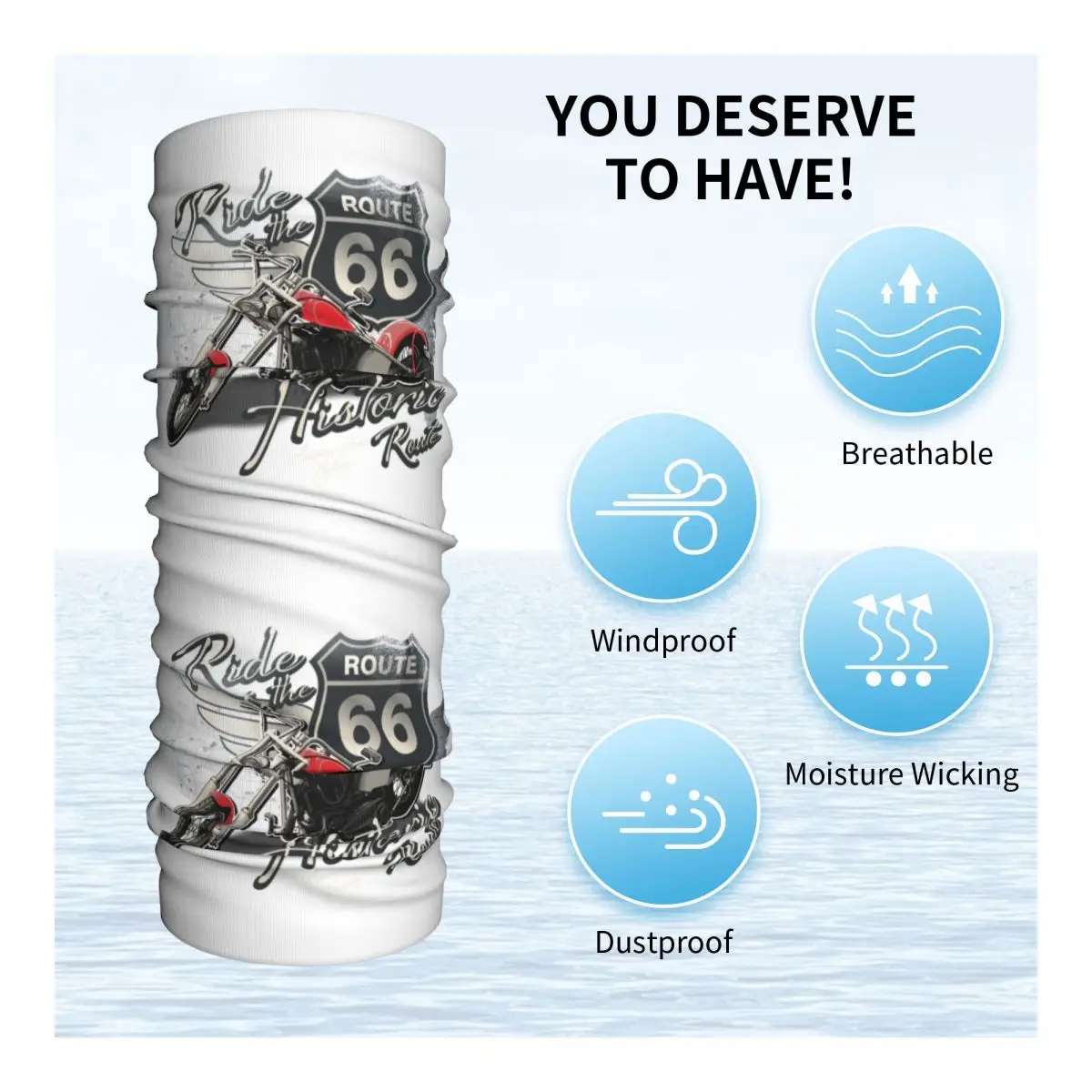 Custom Route 66 Travel Motorcycle Ride Bandana Neck Warmer Men Women Winter Ski Hiking Scarf Gaiter American Road Face Cover