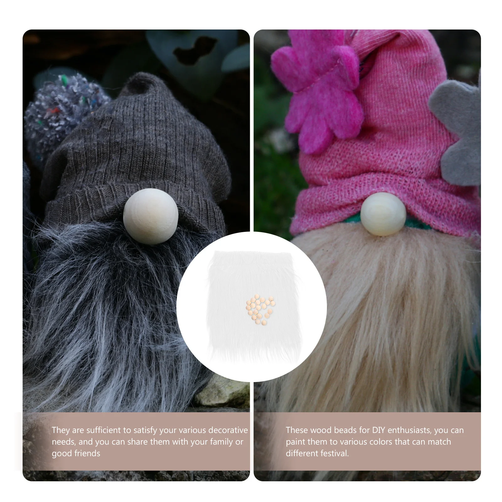 

1Set Christmas Cushion Decoration Faux Square Fabric Wood Beads DIY Craft Supplies Gnome Beards Sewing Materials for Handmade