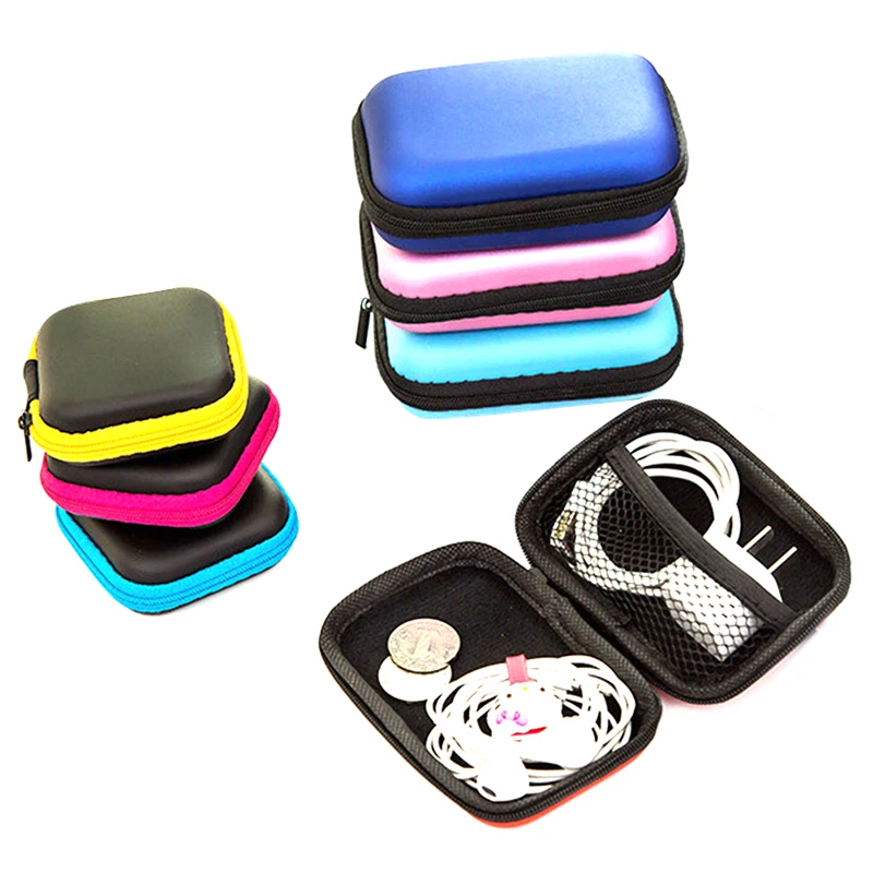 Earphone Case Portable Mini Zipper Headphone Bag Storage Box EVA Anti-Pressure Headset Data Cable Holder Headphone Carry Bag