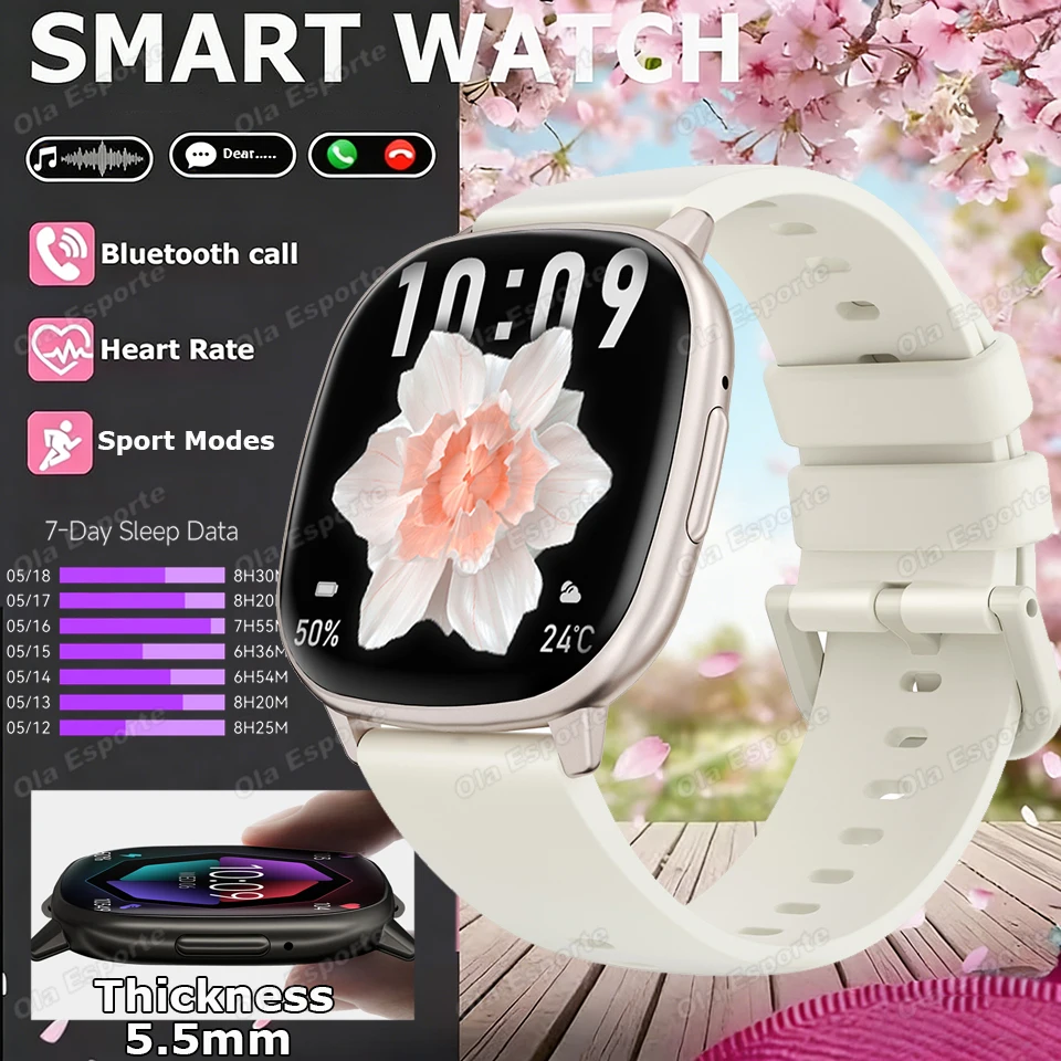 

Ультратонкие смарт-часы 2026 с Bluetooth-звонками и управлением музыкой, мониторингом сердечного ритма и сна, водонепроницаемые IP68, спортивные смарт-часы MA27