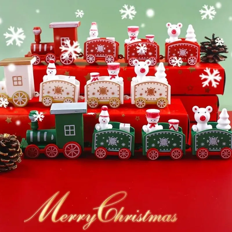 1-5PCS Christmas Train Decorations Mini Train Figurine Baking Decor Christmas Gift Props Holiday Scene Decorations