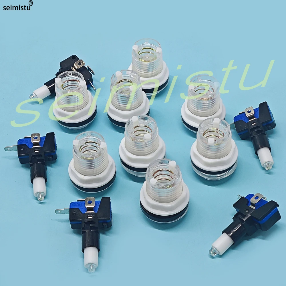 5V 12V Licht Push Button 33mm Led Beleuchtet Klar Kunststoff Für Münze Arcade Joystick Spiel Null verzögerung Diy Teile Verkaufsautomat – Detail 7