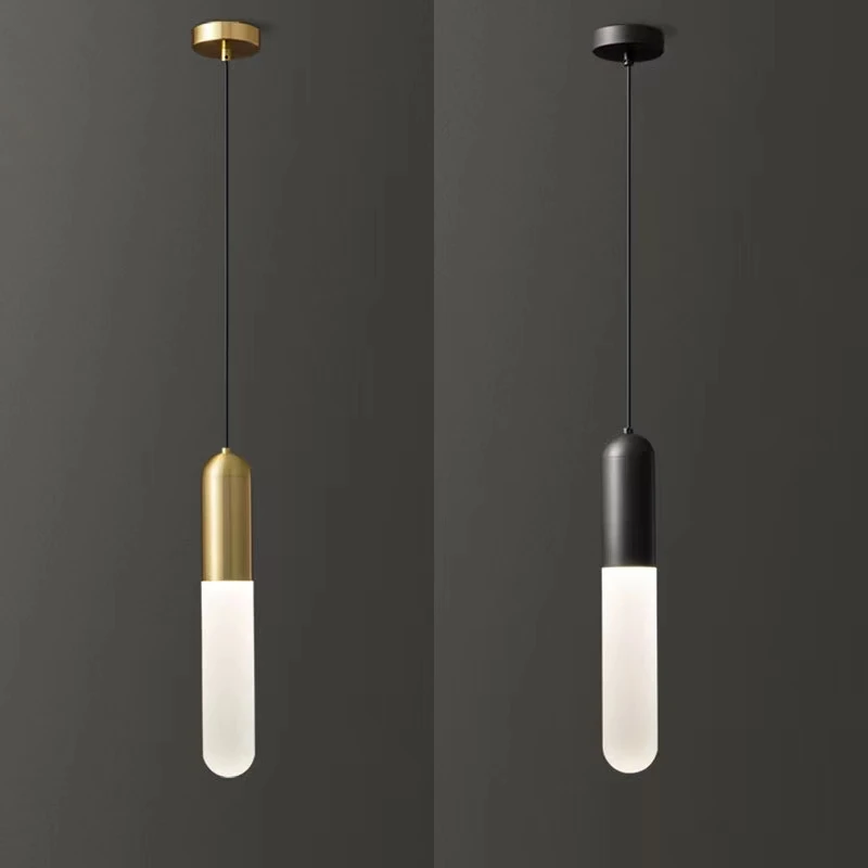 

New Nordic Long Tube Pendant Ceiling Lights Acrylic Hanging Lamp Golden For Kitchen Restaurant Dining Room Home Decor Lighting