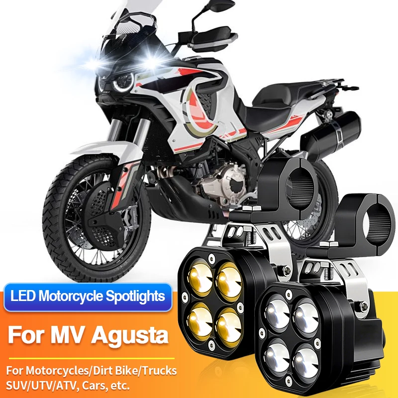 1 Set LED Motorcycles Headlight 2-Color Fog Light Spotlight Off Road for MV Agusta F3 RR/F3 800/F3 800RR/Rosso/Lucky/Rush 1000