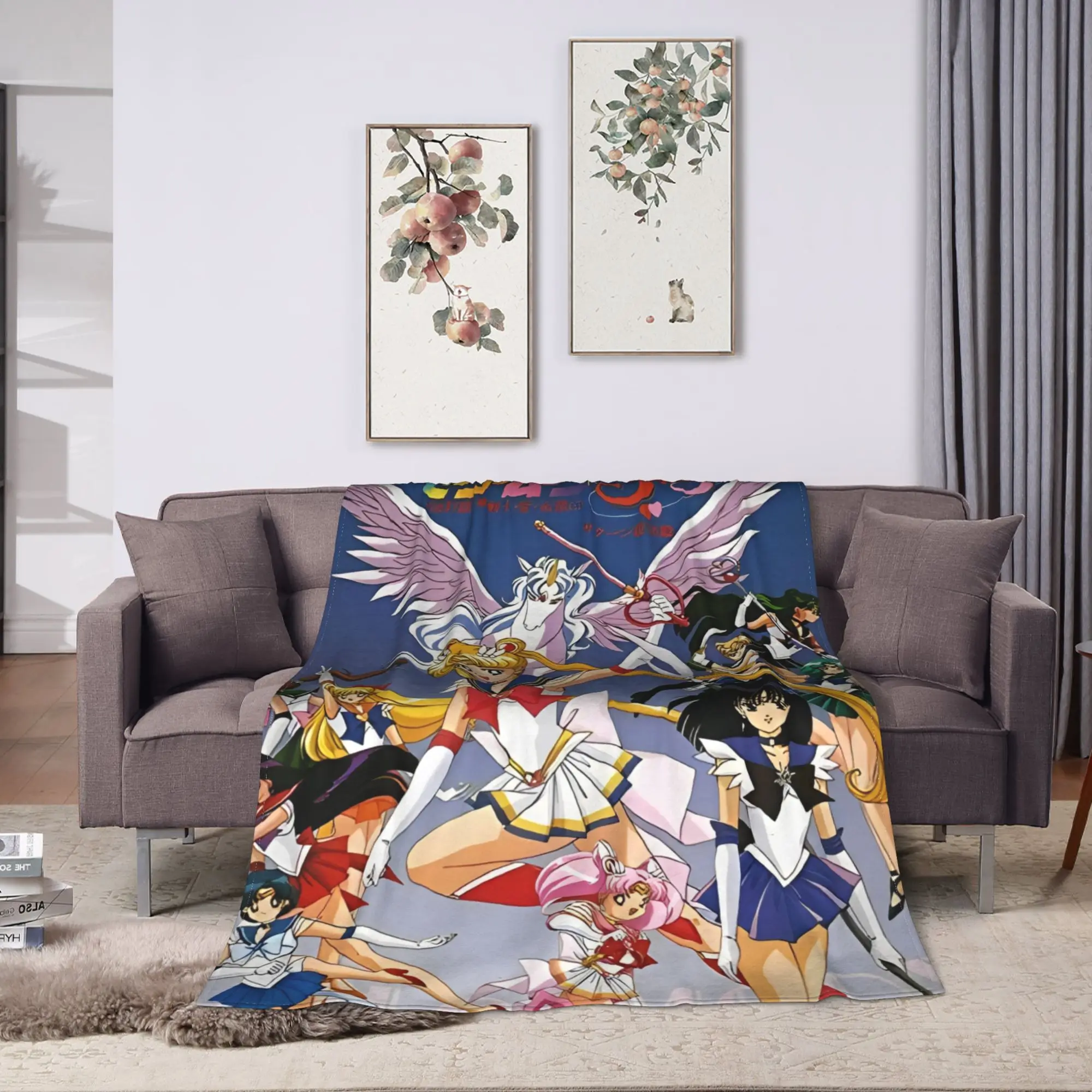 S-Sailor M-Moon Anime Blanket  Warm Funny Plush Throw Blanket For Bedroom Decorative Flannel Bedspread Bed Cover