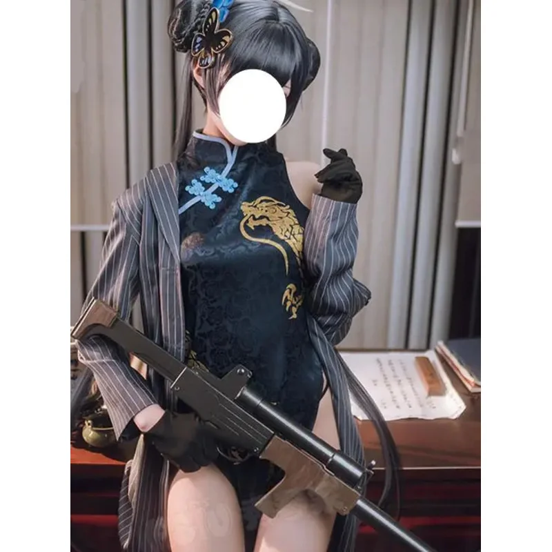 게임 애니메이션 블루 아카이브 코스프레 키사키 겉옷 치파오 바람막이 장갑 가발 모자 세트 풀 세트, 할로윈 카니발 코스튬