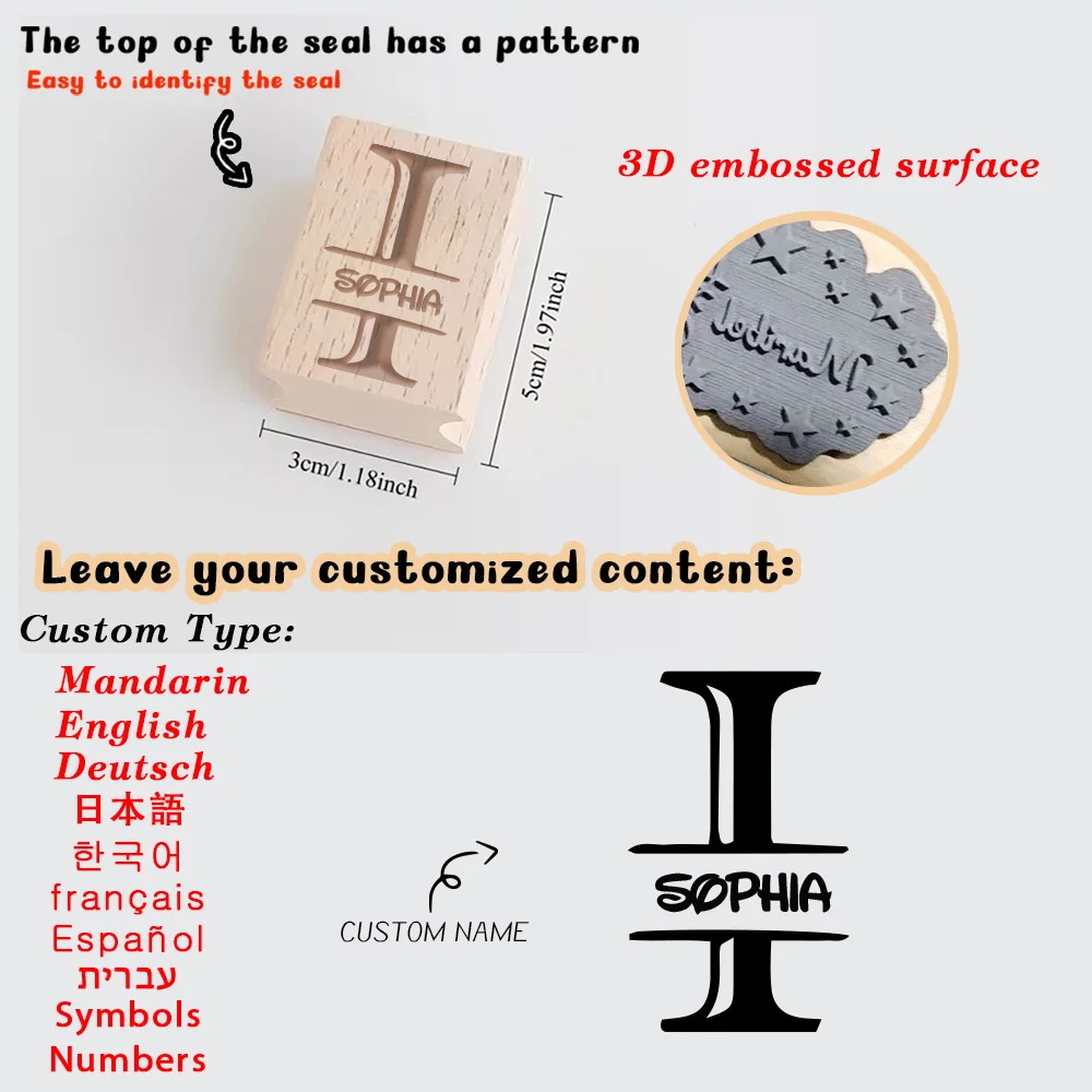 1PC Old Antique Style Customized Name Wooden Seal ldeal for Festive Occasions Personalized Name Wooden Stamp Provide Convenience