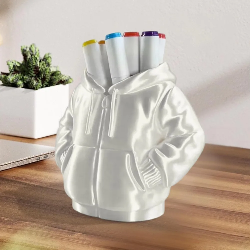 Puffer Jacket Design Desk Pen Holder Plastic Multifunctional Pen and Pencil Holder 3D Printing Large Capacity