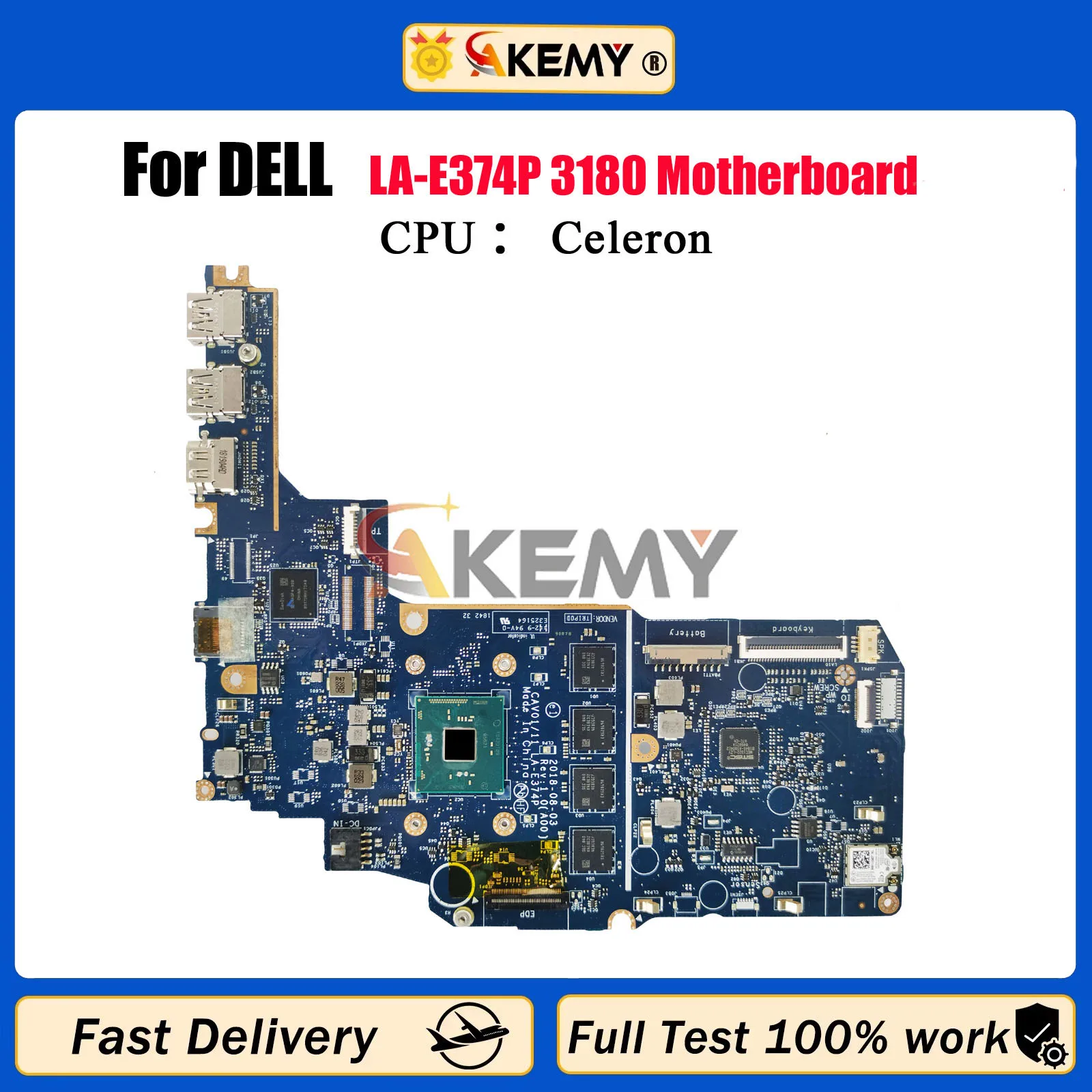 

LA-E374P Материнская плата для ноутбука Dell Inspiron 3180 Материнская плата для ноутбука 0JMNGV 03G5CF с процессором N3060 4 ГБ ОЗУ 16 ГБ-SSD Протестировано ОК