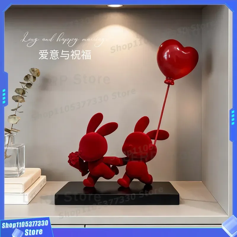 Red Rabbit Ornament Wedding Souvenir Gift for Girlfriend Home Decor Living Room Bedroom Arrangement Party Decoration