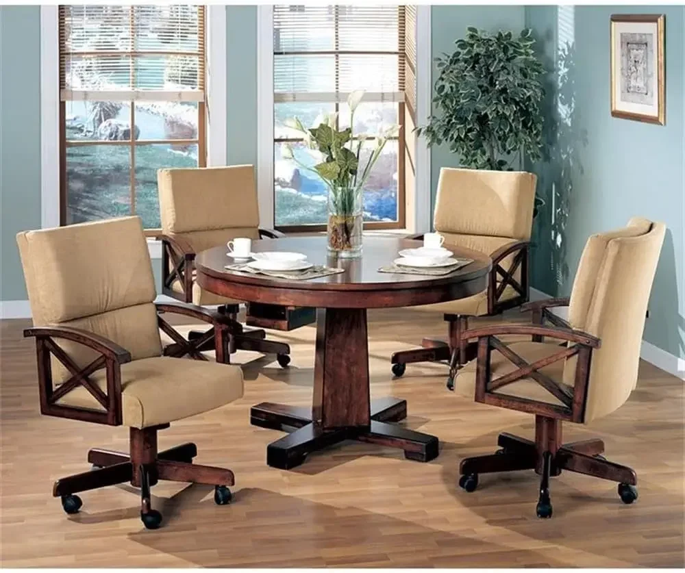 Marietta 5-Piece Game Table Dining Set, Tobacco and Tan