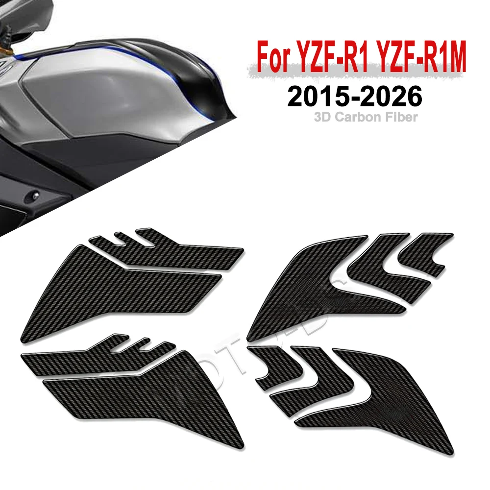 For Yamaha YZF R1 YZF R1M YZFR1 YZFR1M YZF R1 R1M Tank Pad Cap Stickers Decals Protector Carbon Fiber