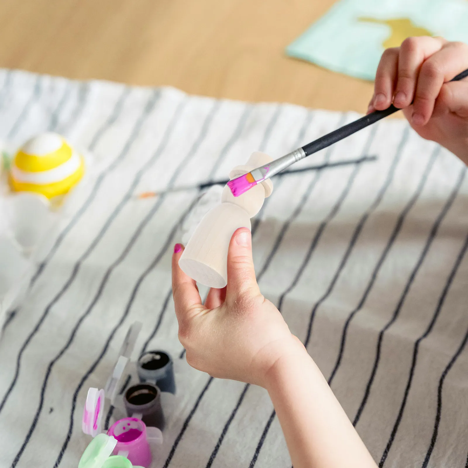 10Pcs DIY Unfinished Wooden Peg People Craft Set Smooth Sanded for Painting Staining Glitter Felt Wool Decoration Kids Creative