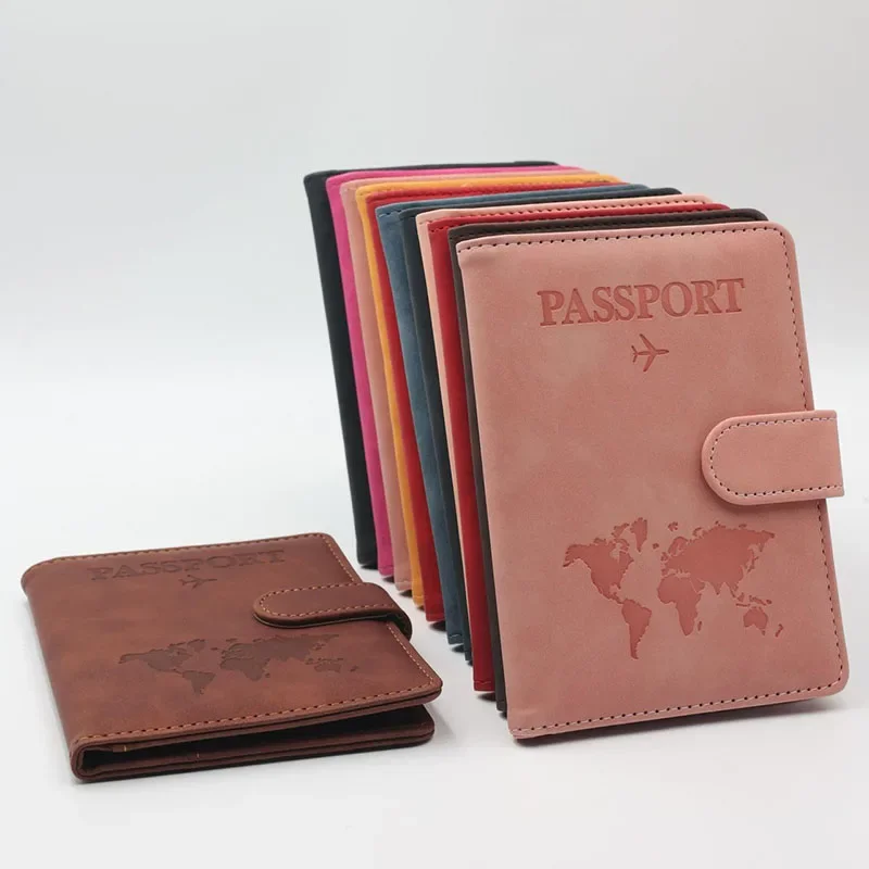 Pu Leather Credit Card Case Travel Accessories for Women Men Passport Purse Case Passport Holder Cover Wallet