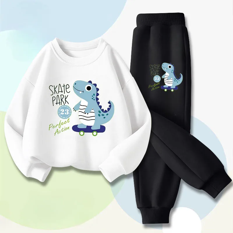ربيع جديد ديناصور مطبوعة الأطفال بلوزة كاجوال السراويل الطويلة قطعتين مجموعة ، رياضي وعصري تنفس الأولاد الملابس #3