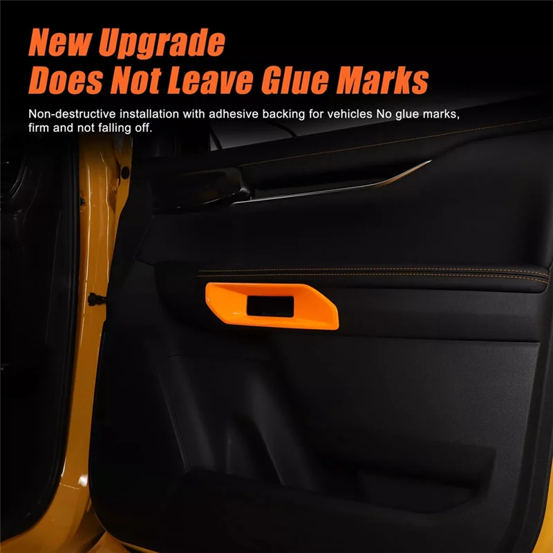 BB-フォードレンジャー 2023 2024 車のドアアームレストカバーフレームトリムインテリアアクセサリーオレンジ