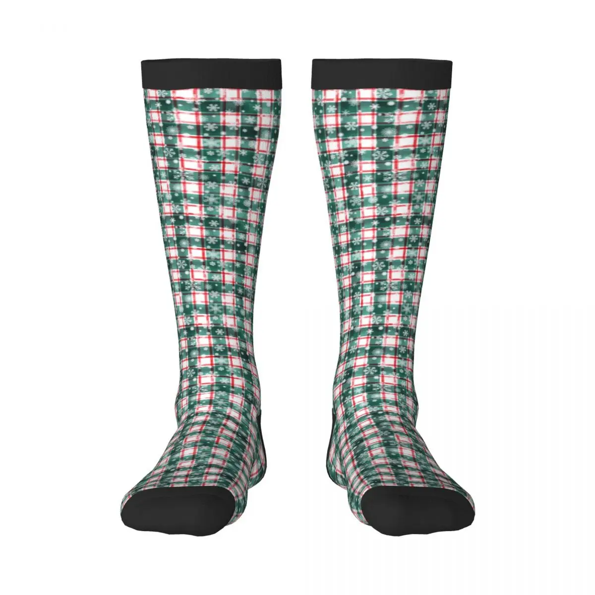 

1 Pack Watercolor Stripe Plaid Pattern Snowflakes Background Over-knee Long Socks Middle High School Socks