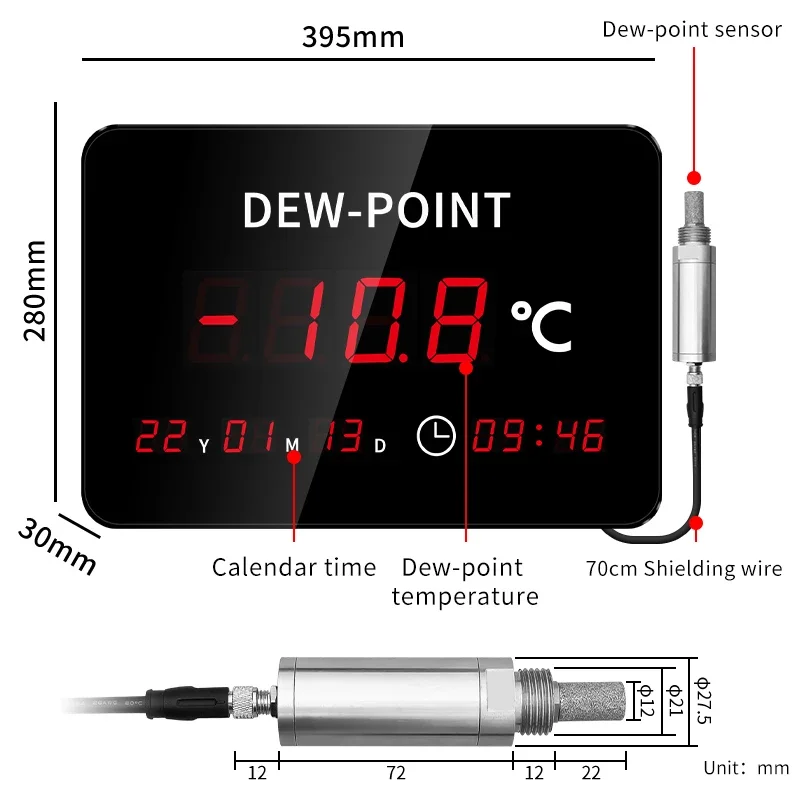 Micro moisture detection anti-interference dew point dashboard external dew point meter probe for industrial environment LX602B