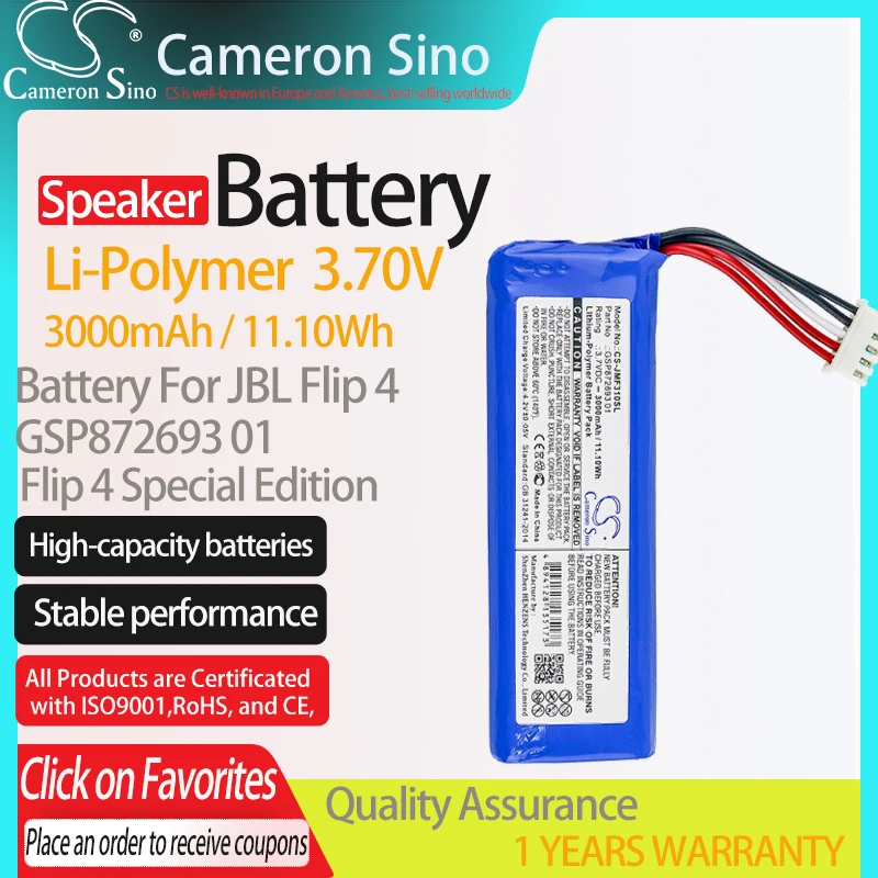 CameronSino 배터리 JBL 플립 3 3 SE 4 5 에코 미니 스피커 배터리 3000mah-6800mah 리튬 폴리머 리튬 이온 고용량 셀