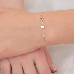 Custom Name Initial Bracelet Love Butterfly Three in One Bracelet Stainless Steel Valentine's Day Gift
