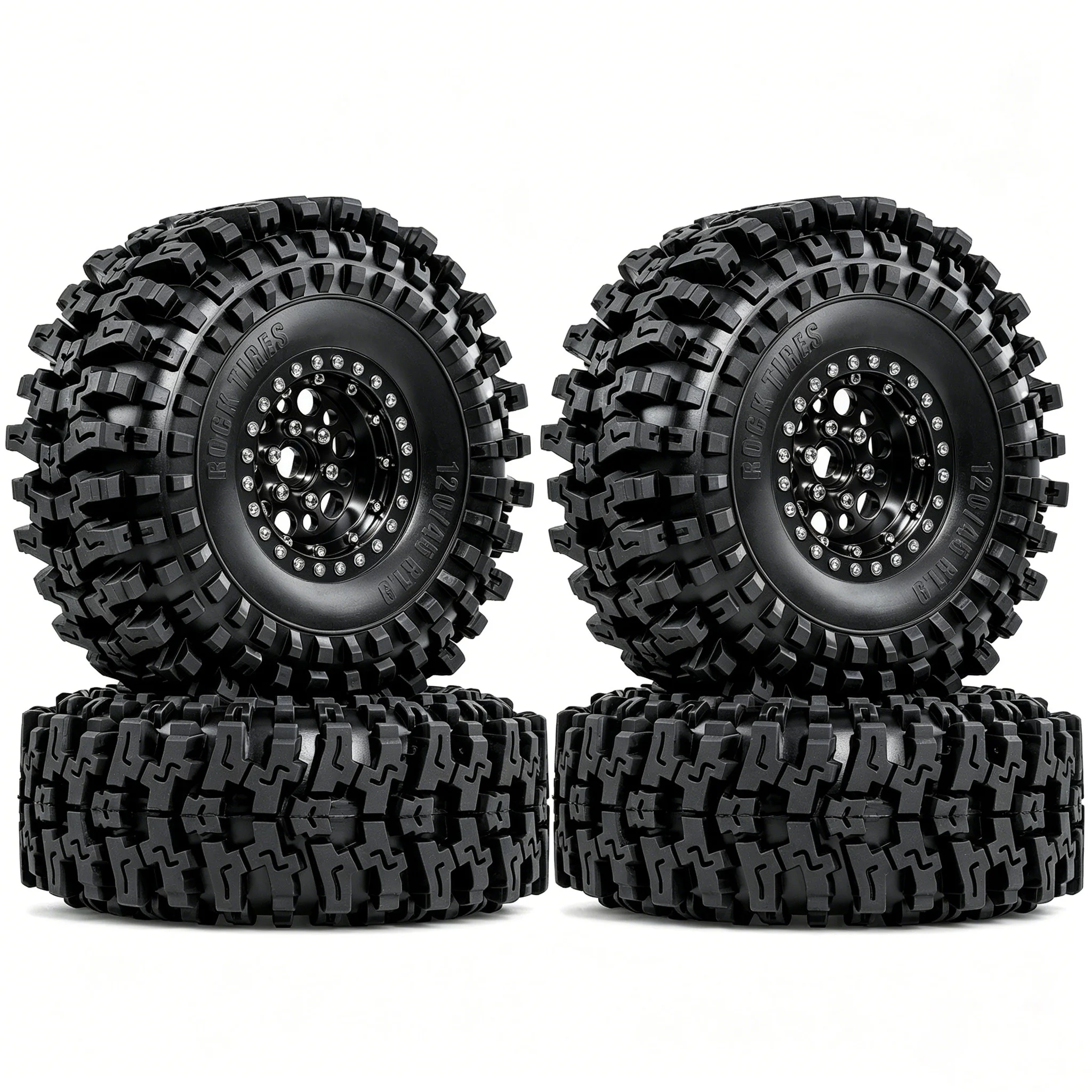

4Pcs 1.9 Inch 120mm Rubber Tire Beadlock Wheel Hub for 1:10 RC Crawler TRX4 SCX10 Accessories