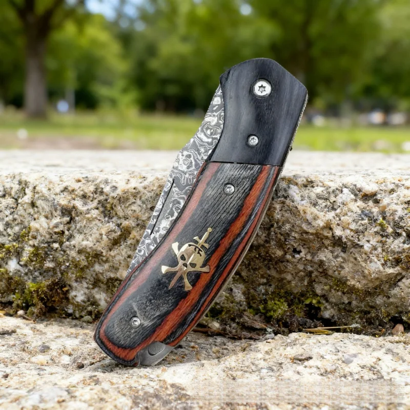 Damascus Steel Pocket Knife High Hardness Portable Fruit Cutting ToolCamping