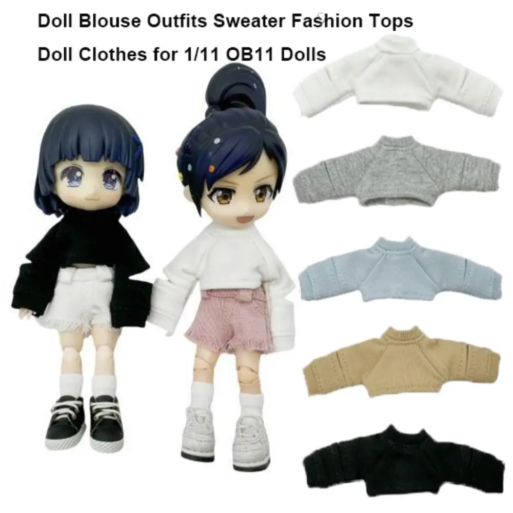 Fashion Doll Blouse Outfits Casual Wear 6 Colors Sweater Tops Dolls Sweatshirt T-shirt for 1/11 OB11 Dolls/for 1/12 BJD Dolls