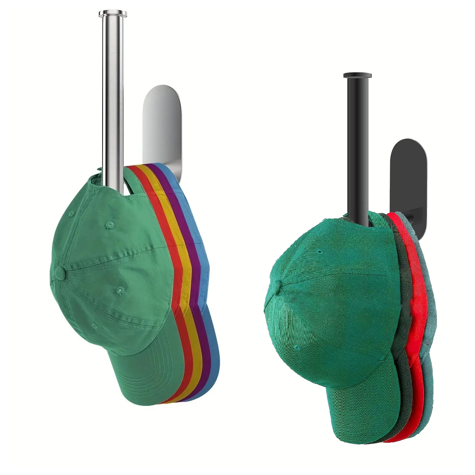

1pcs Stainless Steel Baseball Cap Hanger - Wall Mounted Hat Organizer With Punch-Free Design