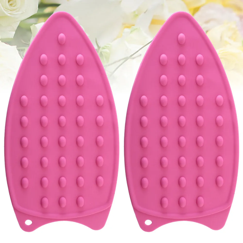 

2Pcs Insulation Ironing Pad Food Grade Silicone Thickened Non-Slip Heat Resistant Mat Hanging Hole Flat Iron Hot Protection Rest