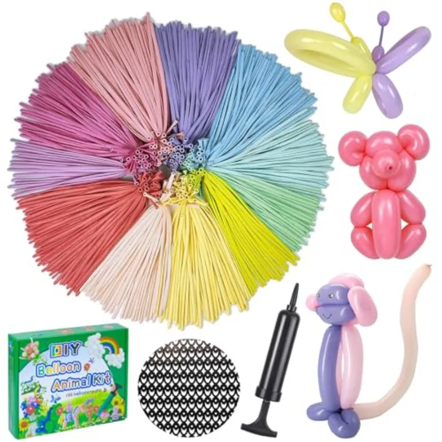 

Long Balloons with Pump, Premium Latex Twisting Balloons animal kit, Birthday Gifts for Girls and Boys Arts and Crafts Pastel C