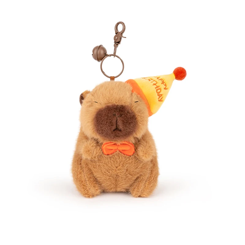 12Cm Kawaii Plushies Sleutelhanger Mini Schattige Capibara Pluche Speelgoed Stawberry Kikker Verjaardagshoed Capybara Knuffel Dier Cadeau Voor Meisje